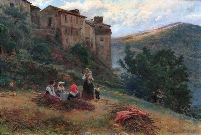 Landscape and Peasants of Anticoli by Mariano Barbasan Lagueruela